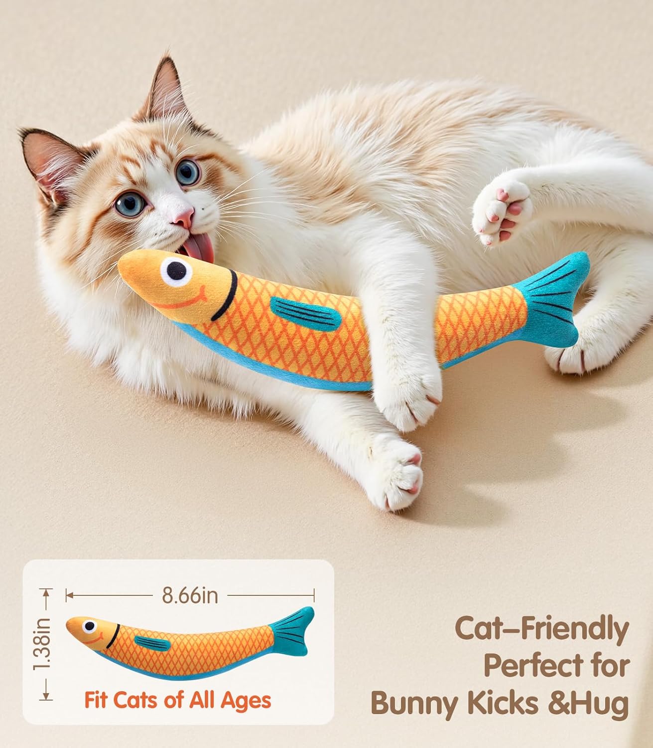 CrinkleFish Kick Toy – Catnip Filled w/ Bell & Crinkle