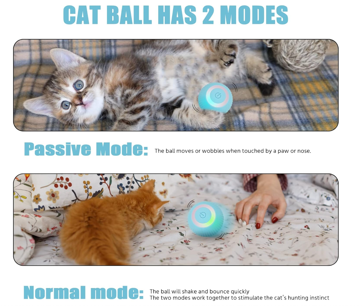 Interactive Cat Ball Self Moving USB Rechargeable
