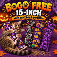 Buy one 15-inch Kitty Kick Stix, get a second 15-inch free, Halloween fabrics